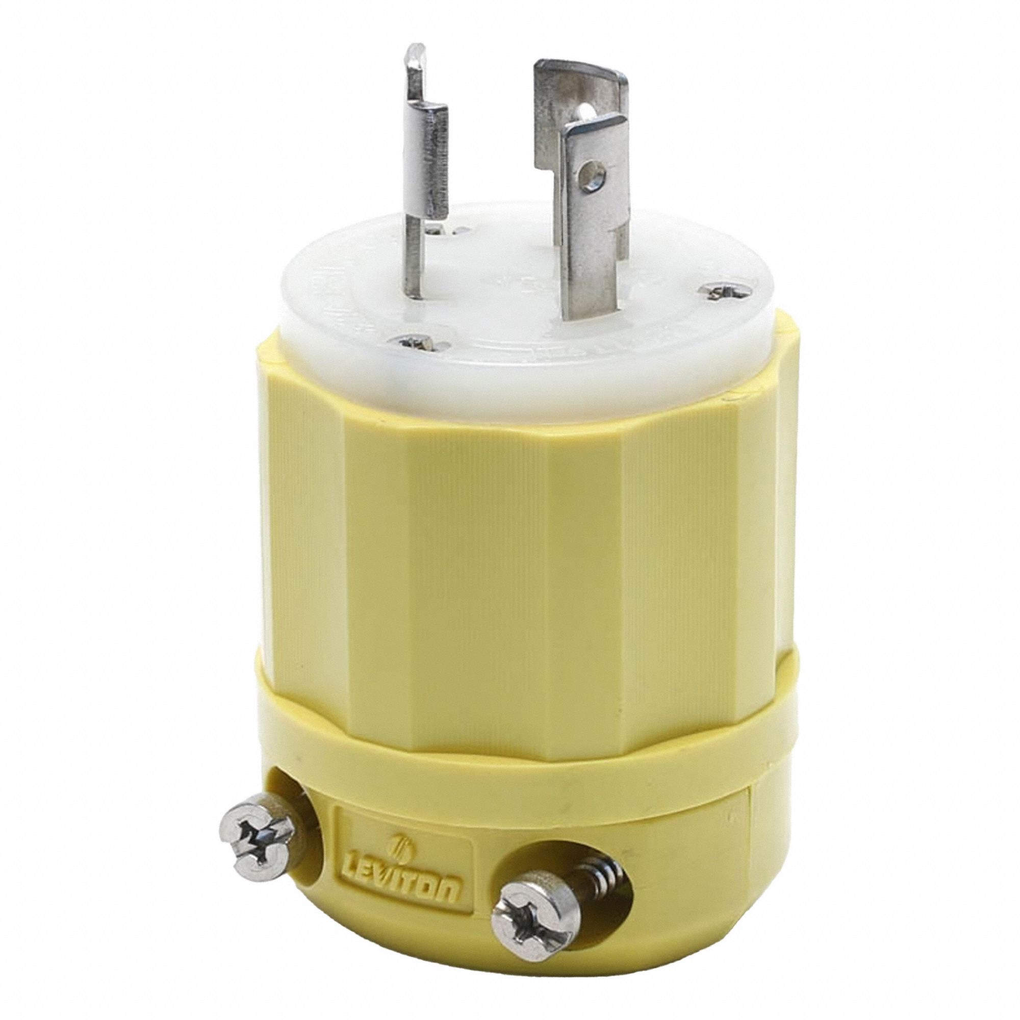 Locking Plug: L5-20P, 125V AC, 20 A, 2 Poles, White/Yellow, Screw Terminals