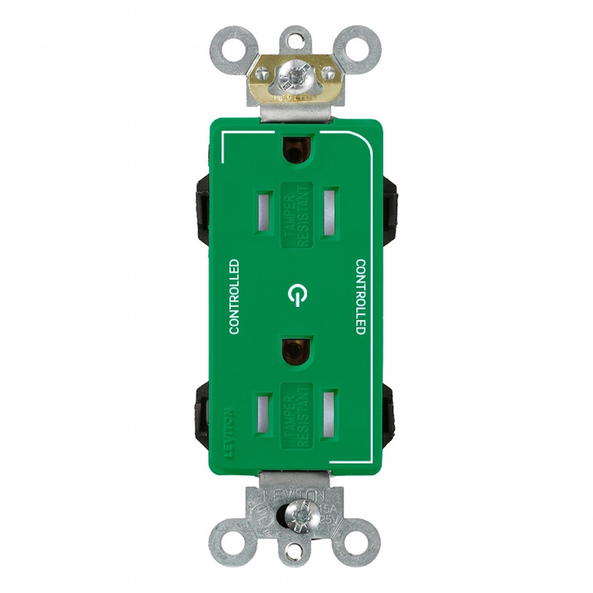 Lev-Lok DPl Rec 15A 125V TR 2MCtrl Grn
