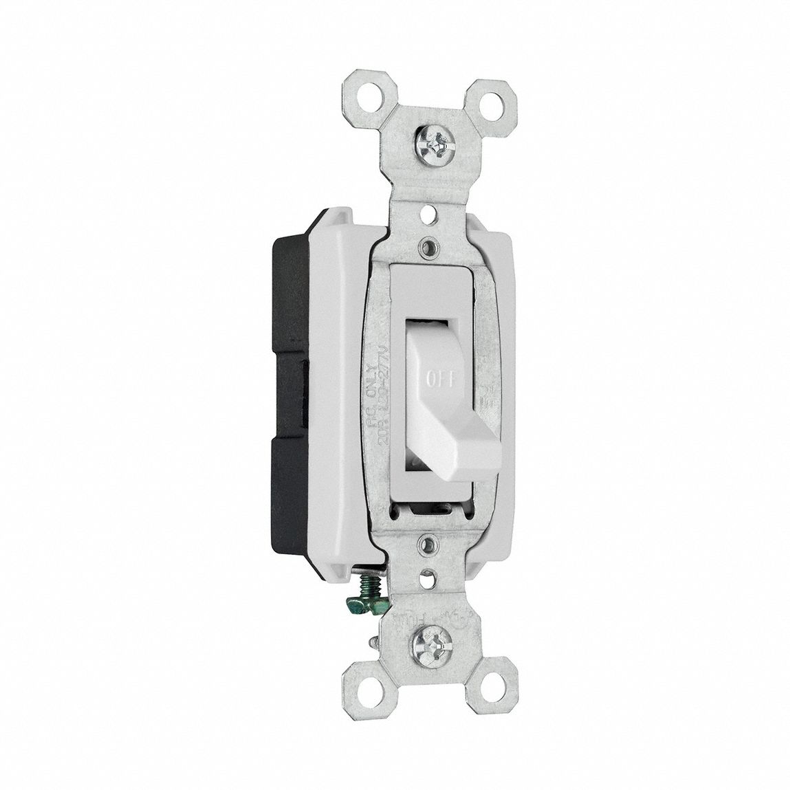 Wall Switch: Toggle Switch, Single Pole, White, 20 A, 120/277V AC, Screw Terminals