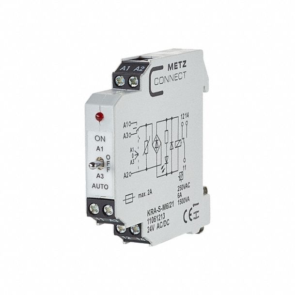 Changeover Contact: DIN Rail Mounting, 1 Outputs, 24V AC/DC, 13 mA Current Rating
