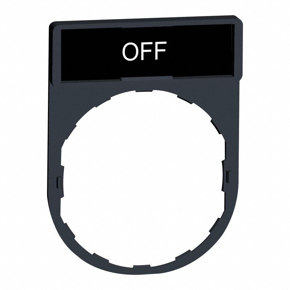 Legend Plate: 22 mm Panel Mounting Size, Rectangular, 1 5/8 in Overall Ht x 1 3/16 in Overall Wd