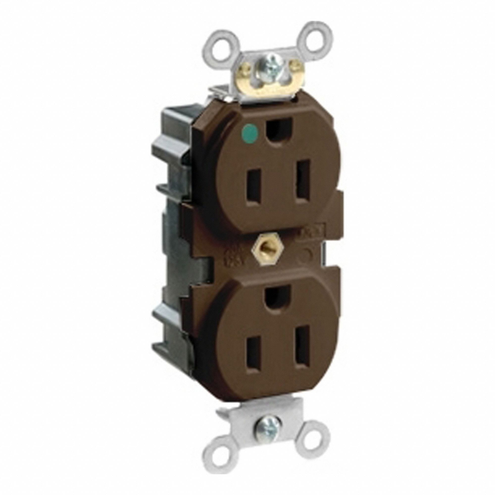 Lev-Lok Rec 15A 125V TR/HG Brn