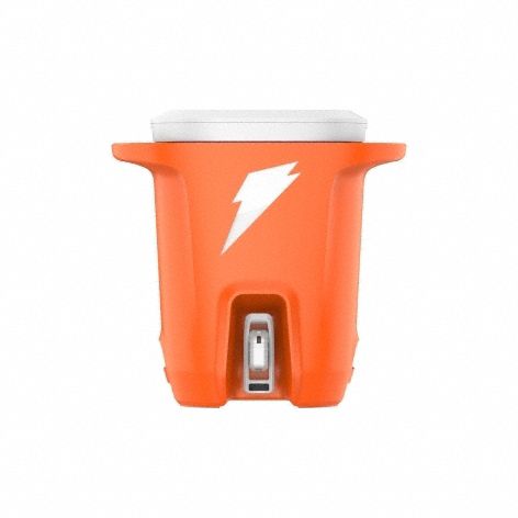 Beverage Cooler: Orange, White, 6 hr Ice Retention, 6 gal Capacity, 21 5/8 in Overall Ht