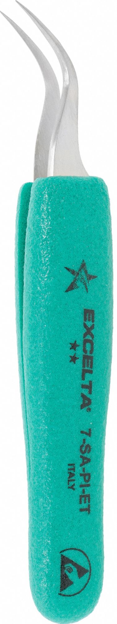 Tweezers: Stainless Steel, Point, Curved Tip