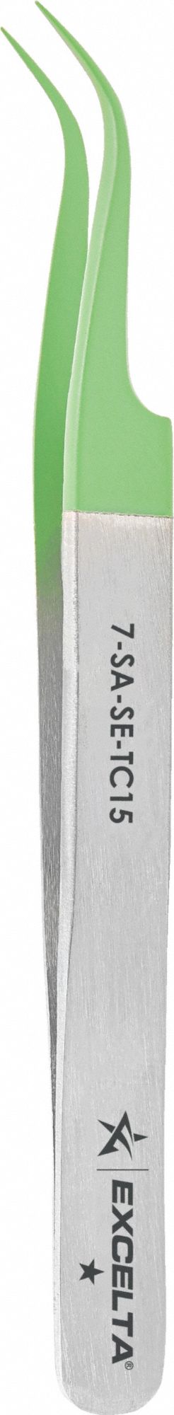 Tweezers: Stainless Steel, Point, Curved Tip, 1.5 mil Tip Thick