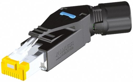 Connector: Cat6, Data/EtherCat/Ethernet/IP, 8 Poles, 45° Angled, Cable, Plastic, IP20