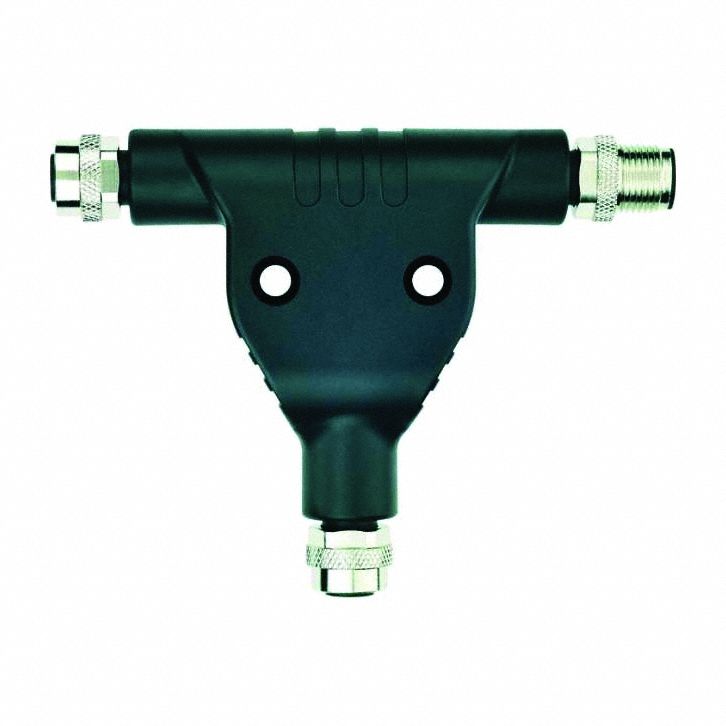T-Coupler: M12 to (2) M12, T-Style, Industrial Applications, 16 A Current Rating