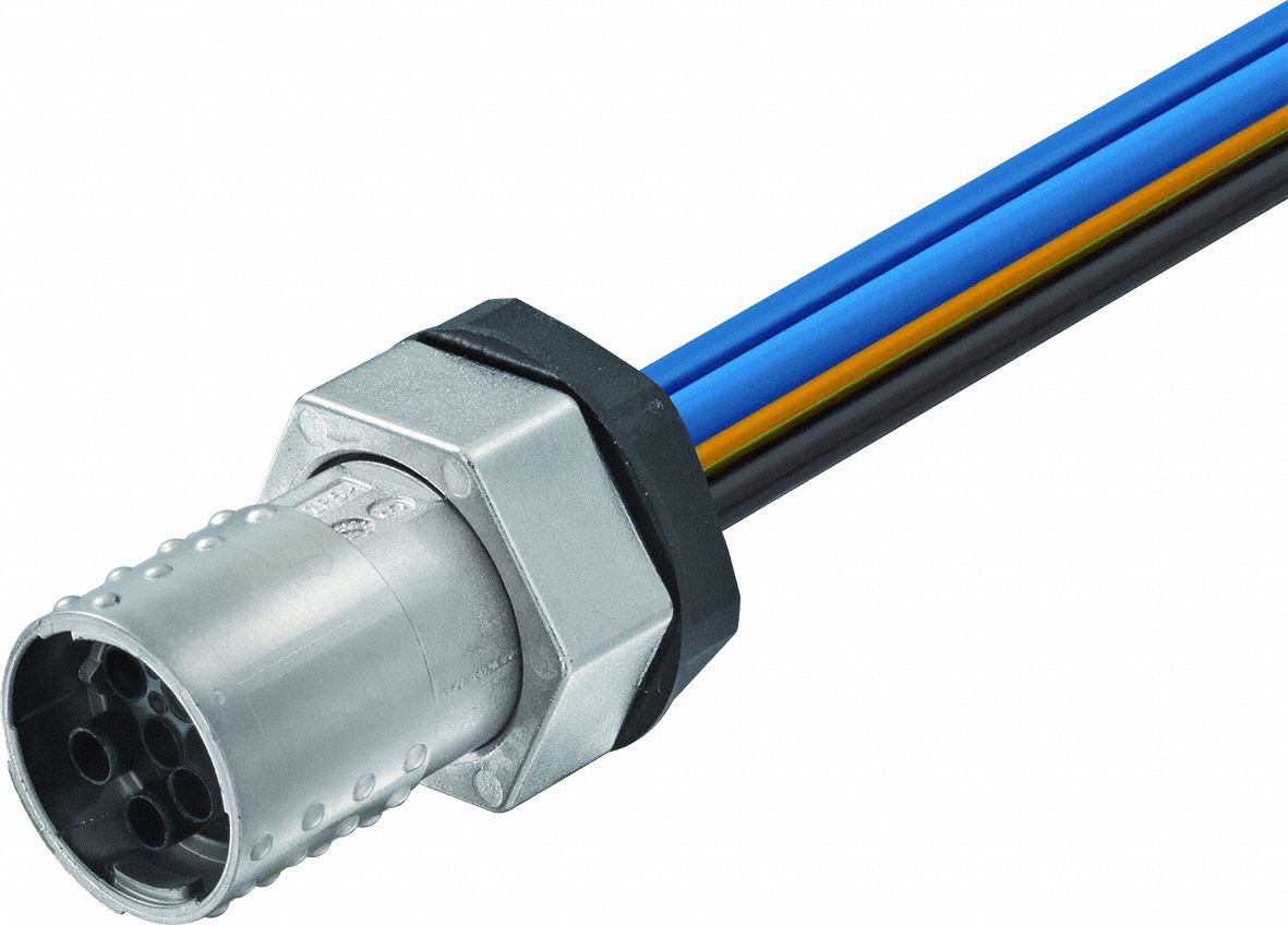 Cordset: MQ15 Female – Front Mounting Receptacle, X, 4 Pins, 0.5 m Wire Lead Lg