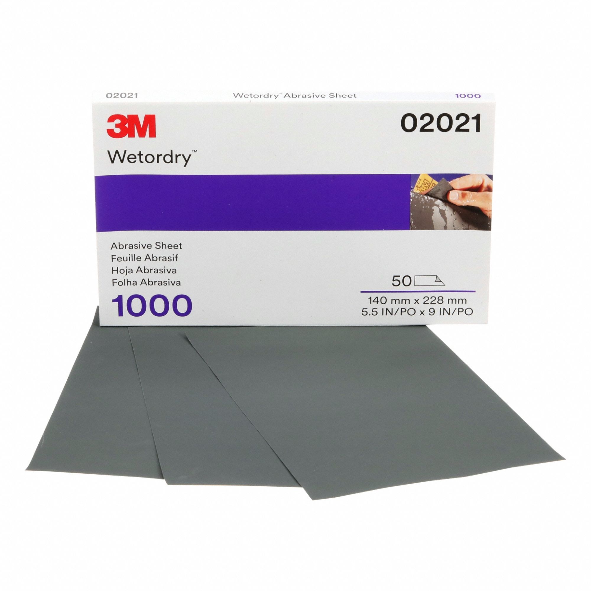 Flexible Abrasive Hand Sheet: 5 1/2 in W x 9 in L, Silicon Carbide, 1000 Grit, A Wt Paper