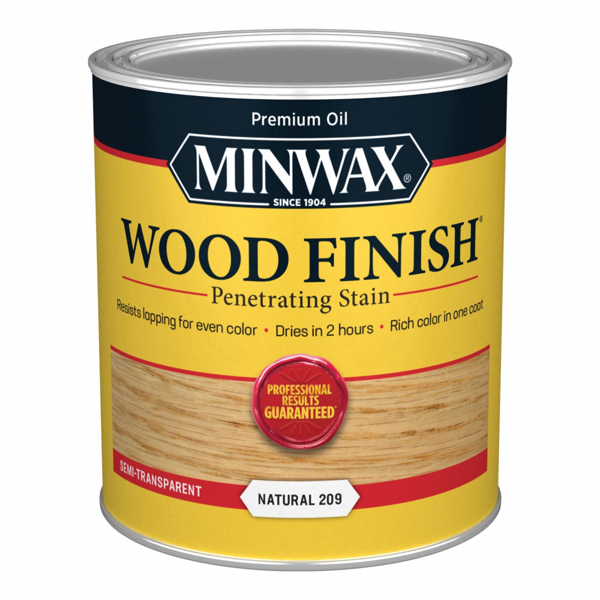 Wood Stain: Wood Stain, Interior, Oil, 1 qt Container Size, Wood, Natural, Semi-Transparent