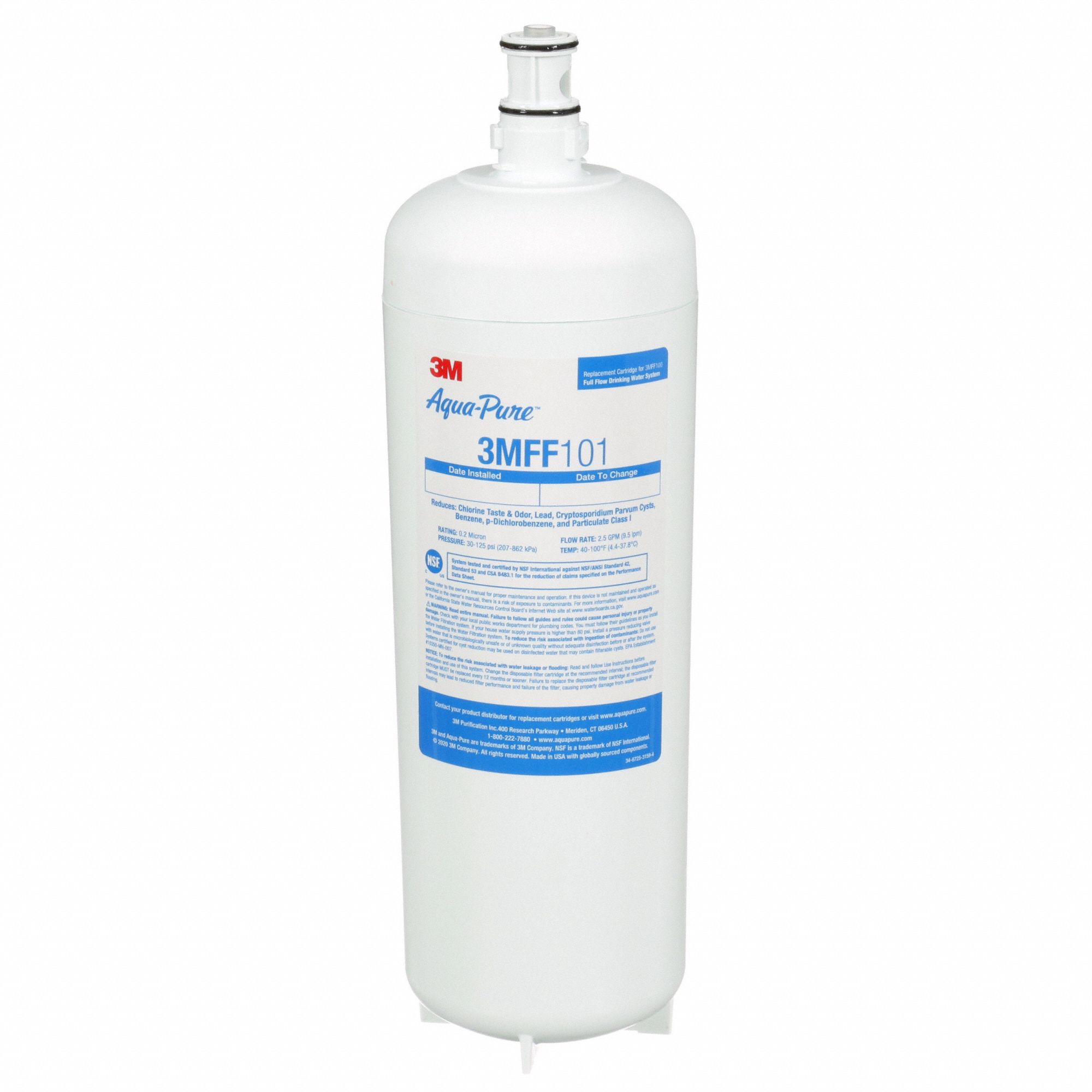 Quick-Connect Water Filter: 0.2 micron Micron Rating, 6, 000 gal Service Life - Gallons