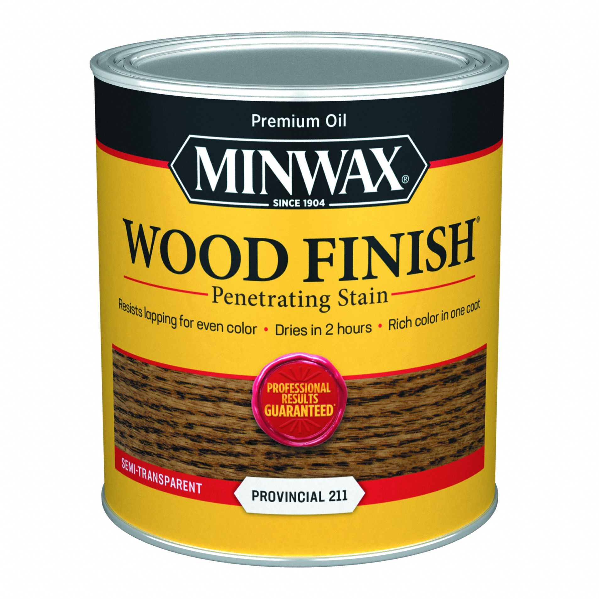 Wood Stain: Wood Stain, Interior, Oil, 1 qt Container Size, Wood, Provincial, Wood Finish