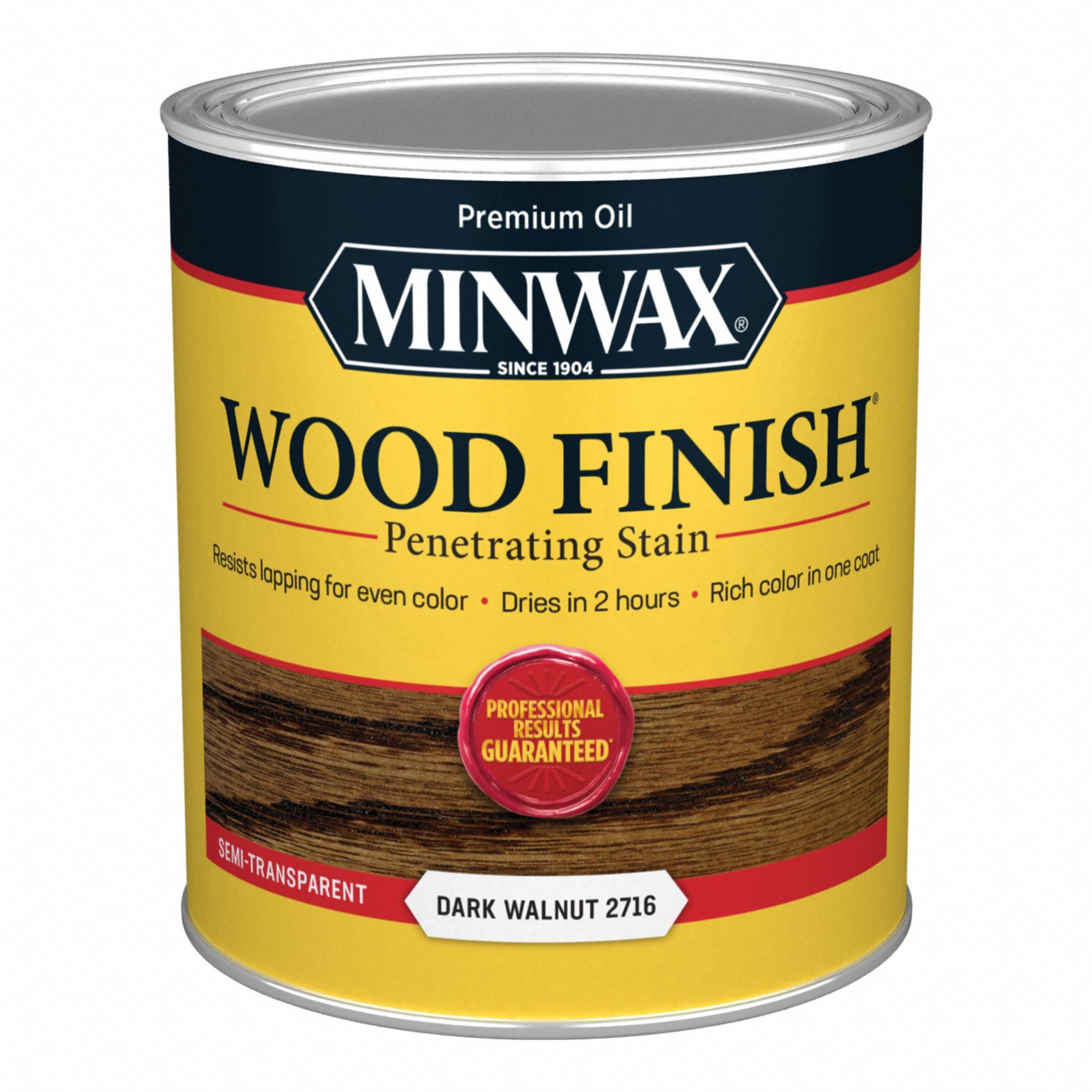 Wood Stain: Wood Stain, Interior, Oil, 1 qt Container Size, Wood, Dark Walnut, Wood Finish
