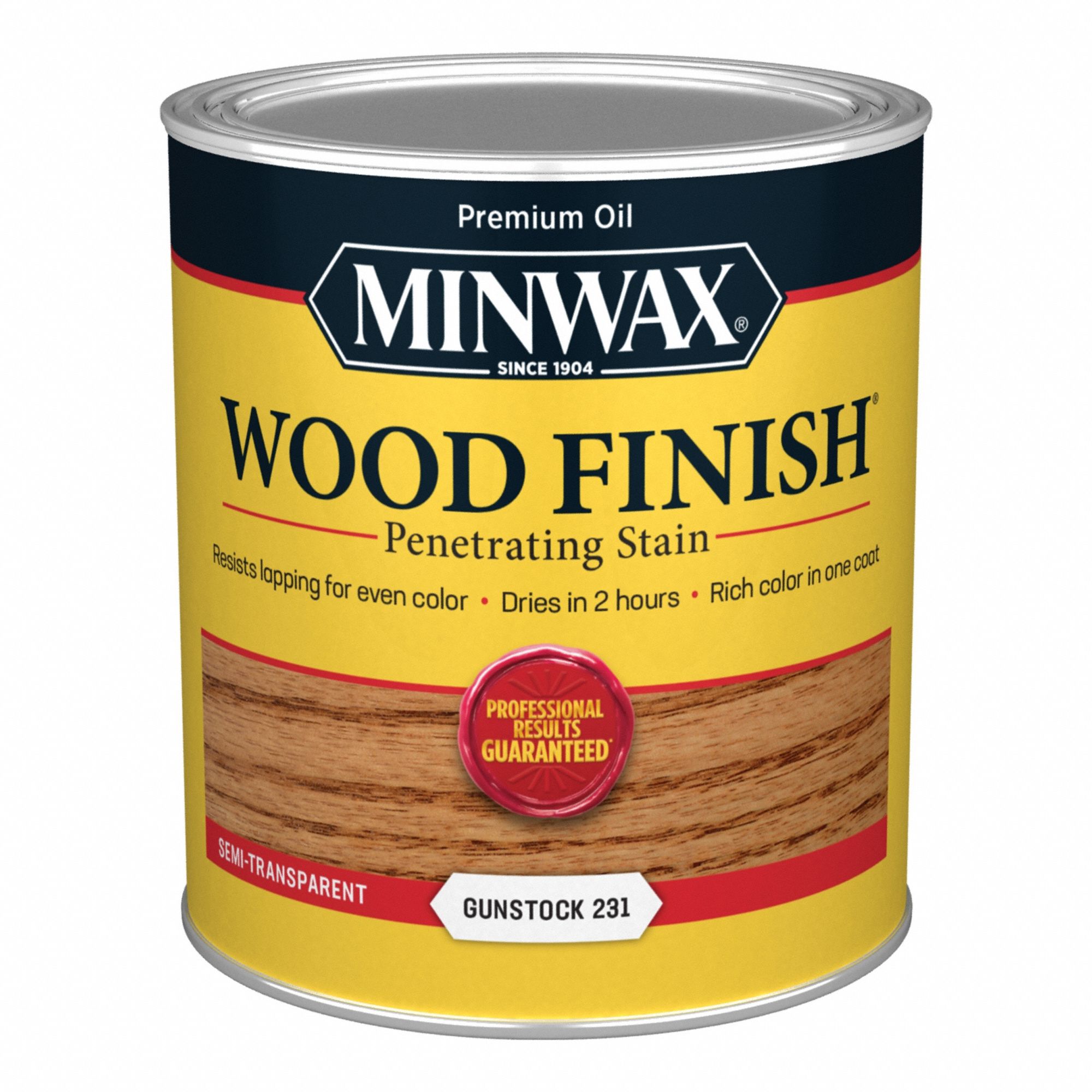 Wood Stain: Wood Stain, Interior, Oil, 1 qt Container Size, Wood, Gunstock, Semi-Transparent