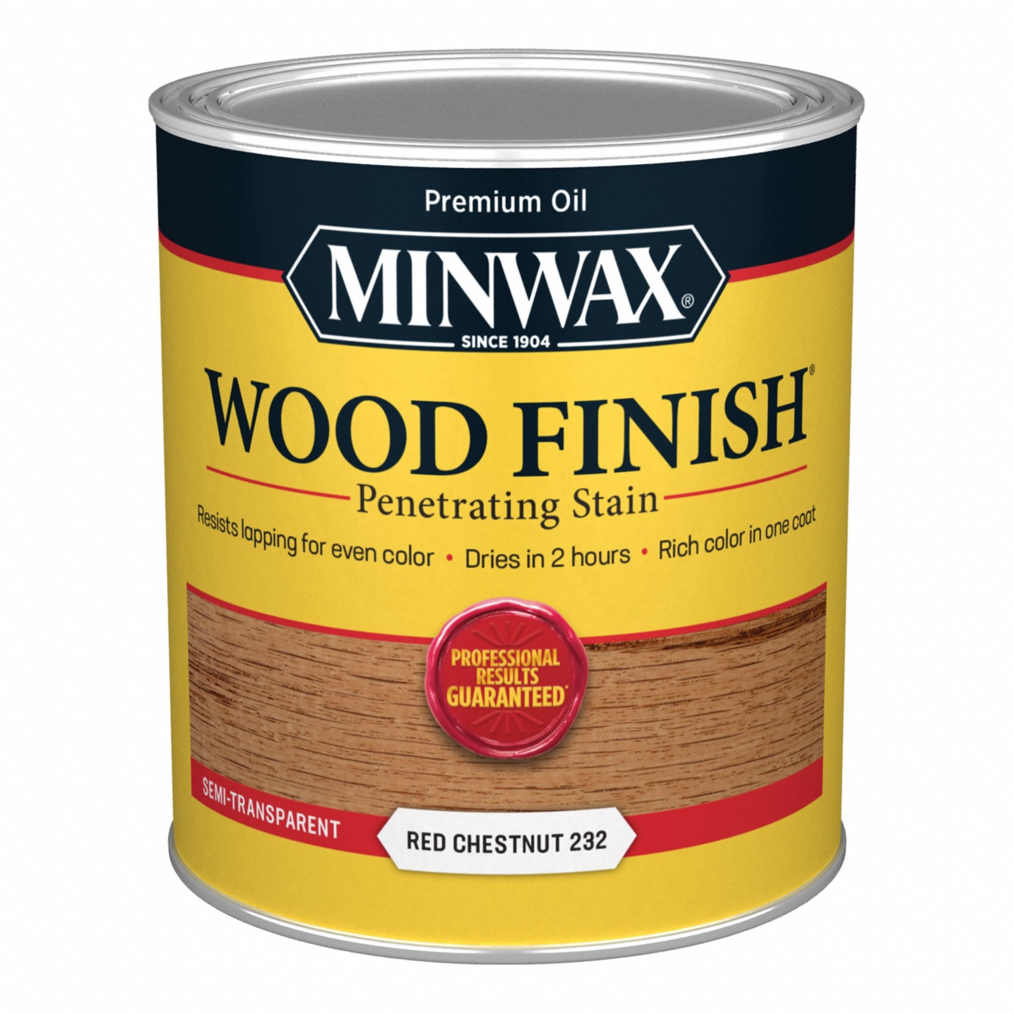 Wood Stain: Wood Stain, Interior, Oil, 1 qt Container Size, Wood, Red Chestnut, Wood Finish