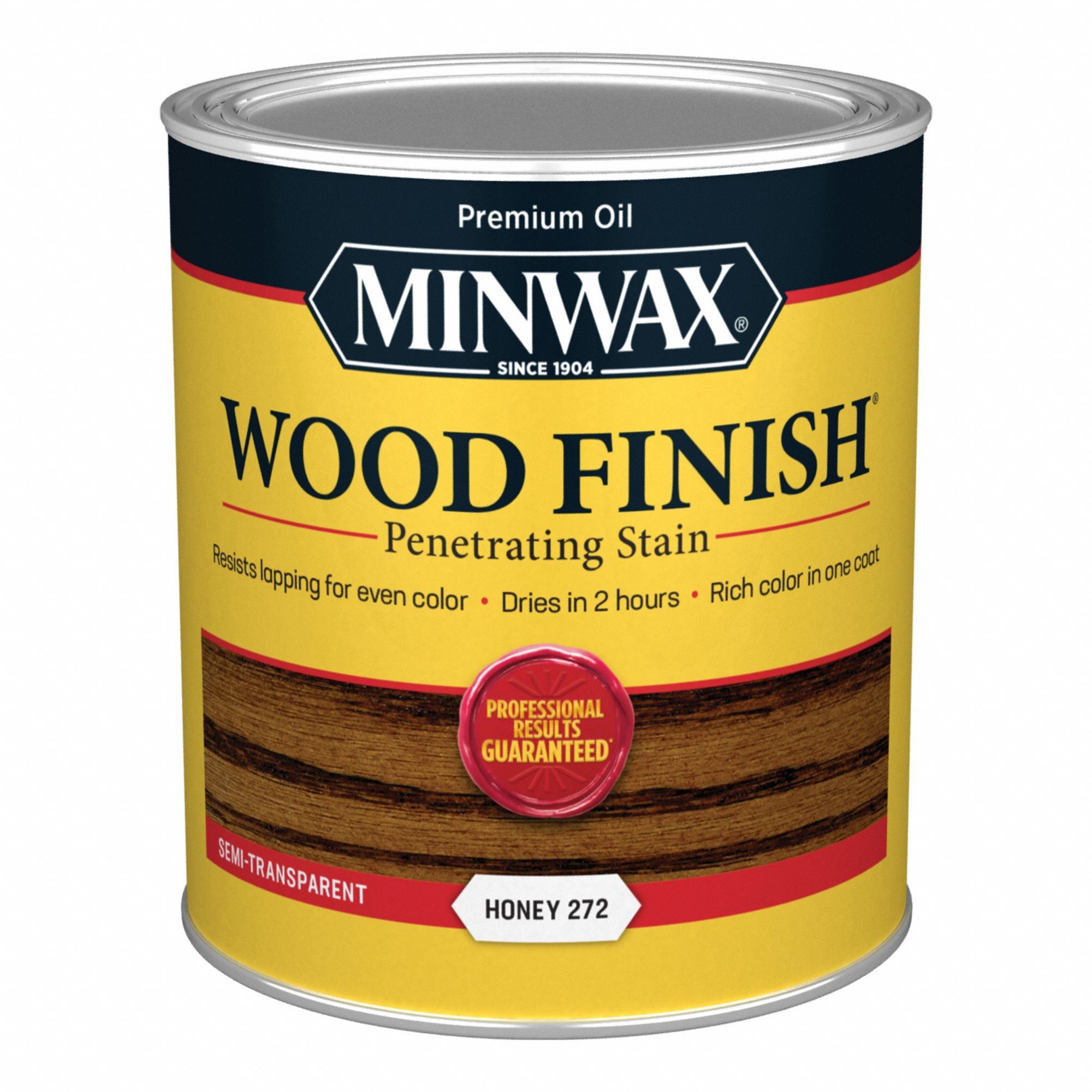 Wood Stain: Wood Stain, Interior, Oil, 1 qt Container Size, Wood, Honey, Semi-Transparent