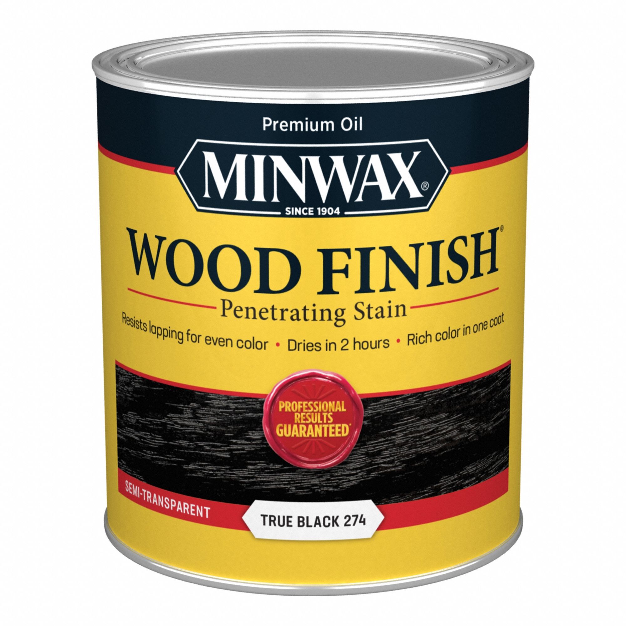 Wood Stain: Wood Stain, Interior, Oil, 1 qt Container Size, Wood, True Black, Wood Finish