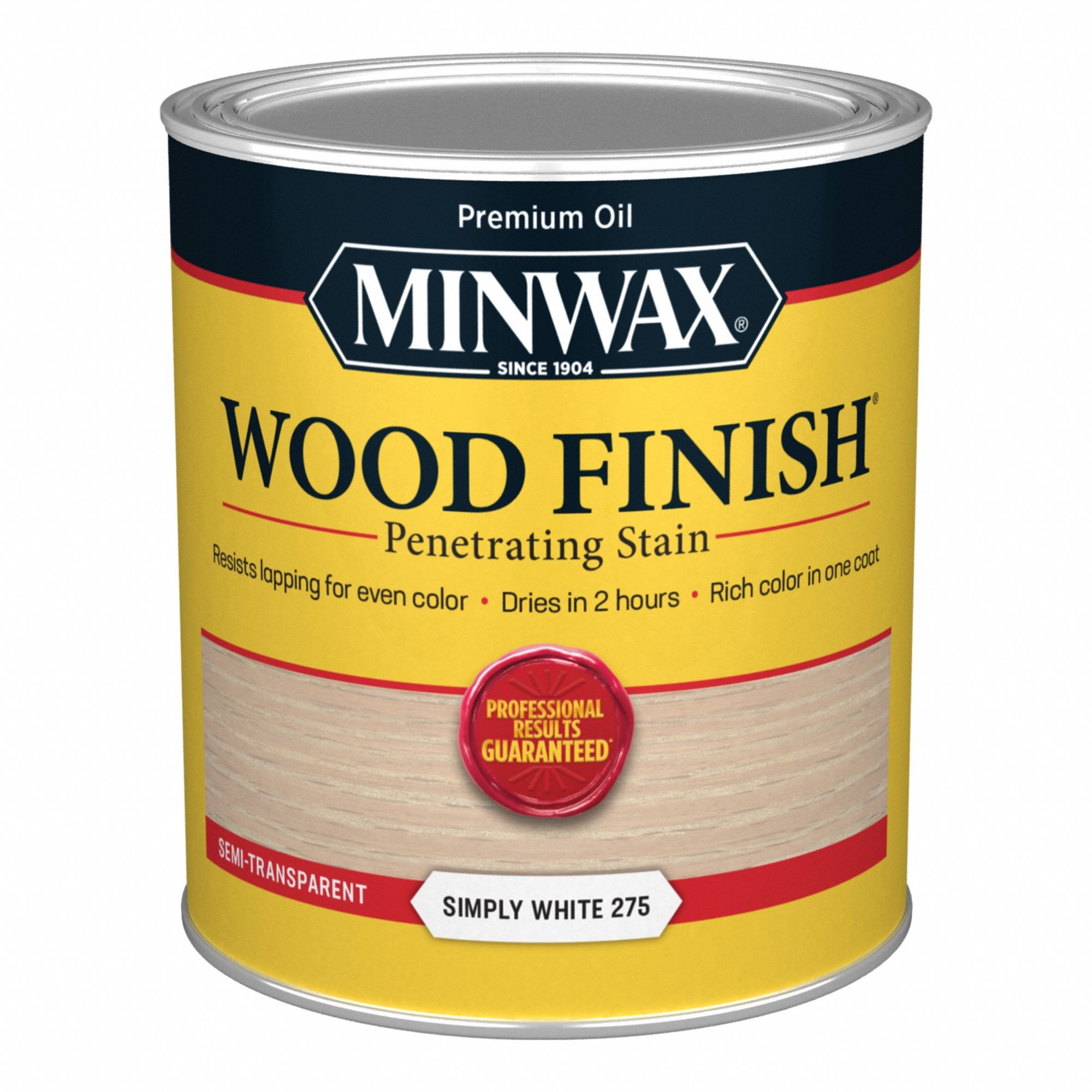 Wood Stain: Wood Stain, Interior, Oil, 1 qt Container Size, Wood, Simply White, Wood Finish