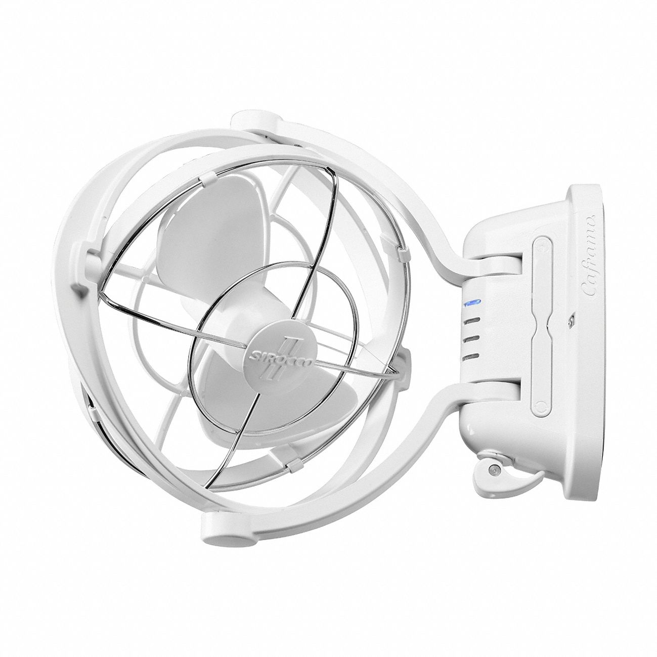 DC Fan: 12/24V DC, Hardwired, 7 in Blade Dia, 185 CFM, Chrome Plated Steel