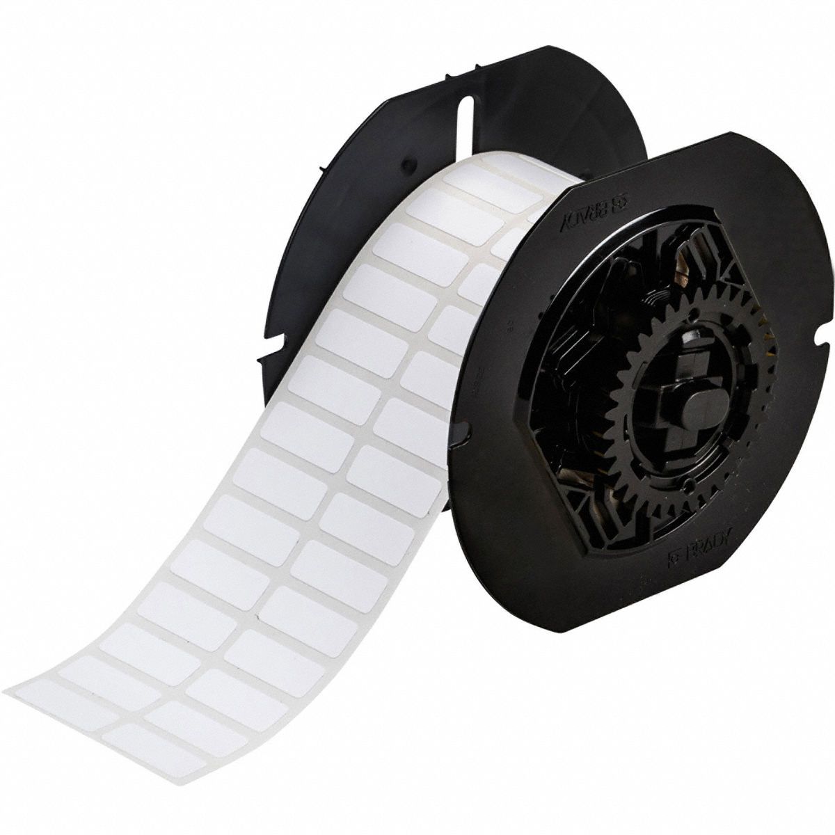 Pre-Cut Label Stock Roll: 3/8 in x 1 in, Nylon, Autoclavable/Cryogenic/Halogen-Free, White (Matte)