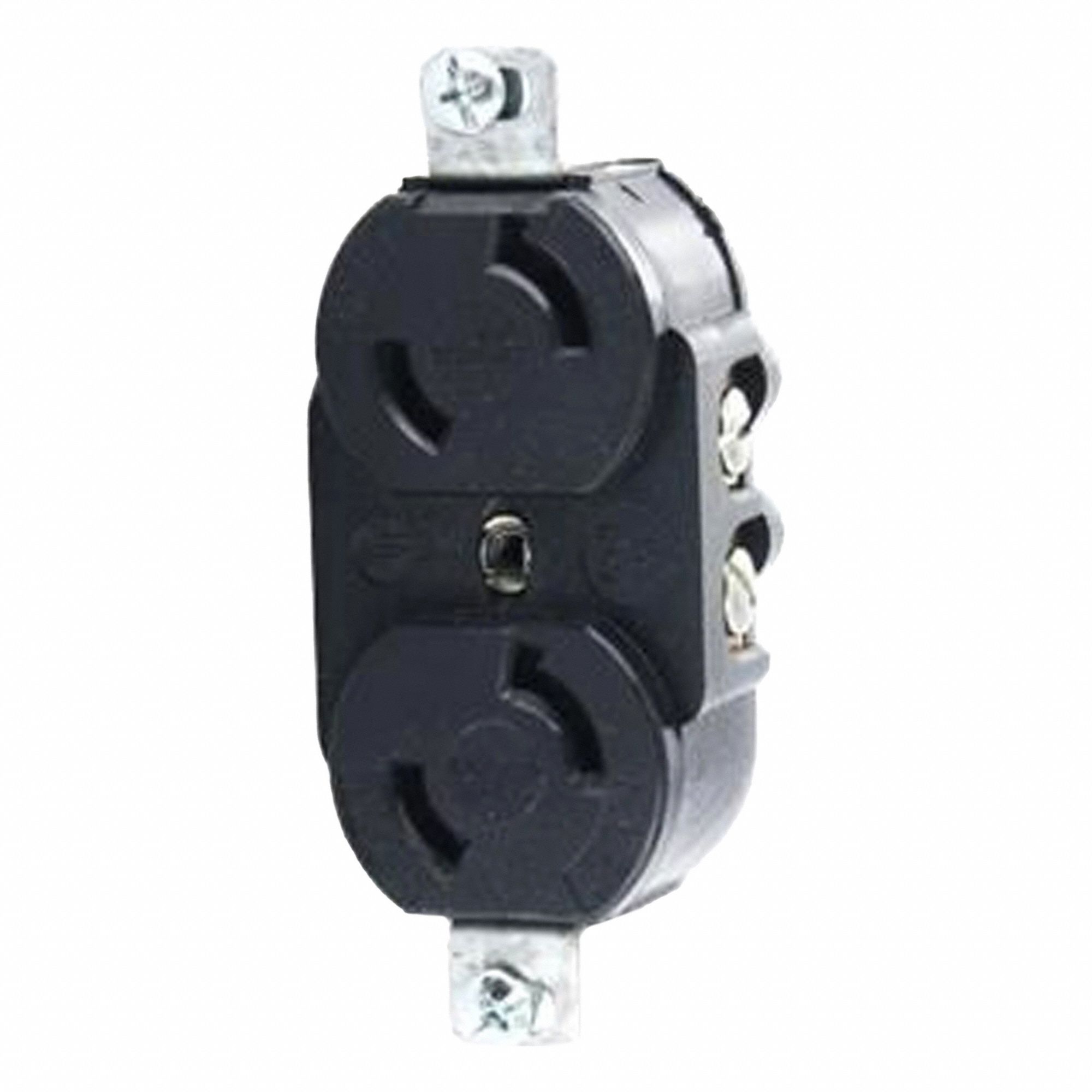 Locking Receptacle: L1-15R, 15 A, 125V AC, Black, 2 Poles, Shrouded