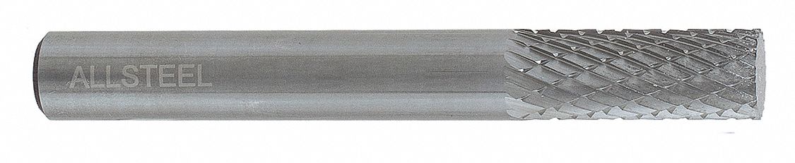 CARBIDE BURR CYLINDER, SA-5 FAST REMOVAL,1/2 X 1 X 1/4 IN SHANK, HIGH GRADE TUNGSTEN CARBIDE