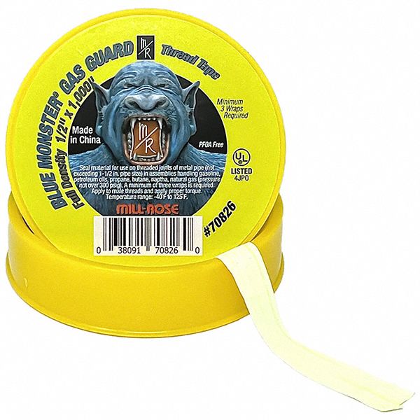 THREAD SEALANT TAPE,1/2IN X 83FT,YELLOW