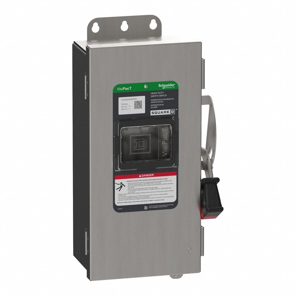 Safety Switch: Non-Fusible, 60 A, Three Phase, 600V AC/DC, Galvanized Steel