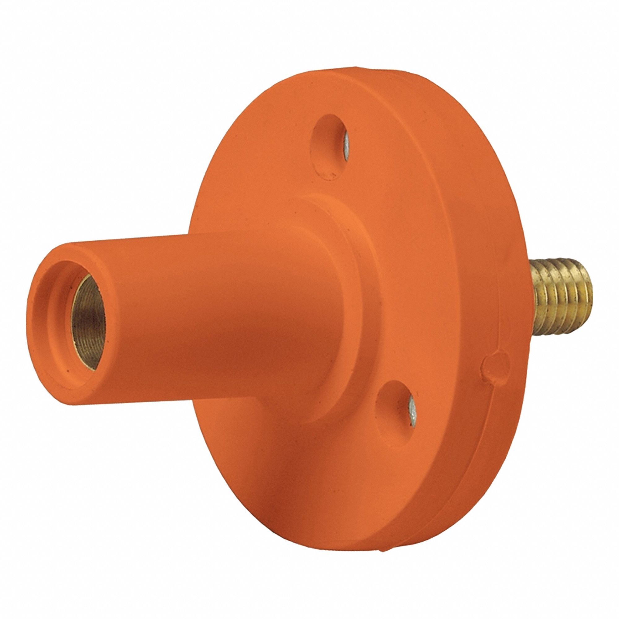 Single Pole Receptacle: For Male Plugs, 150 A, Straight, Orange, Round, Threaded Mounting