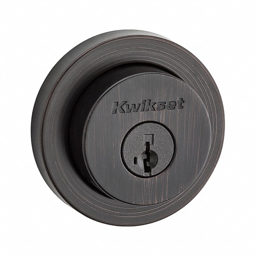 Single Cylinder Deadbolt: Cylindrical, 1 3/4 in Door Thick - Max, Black