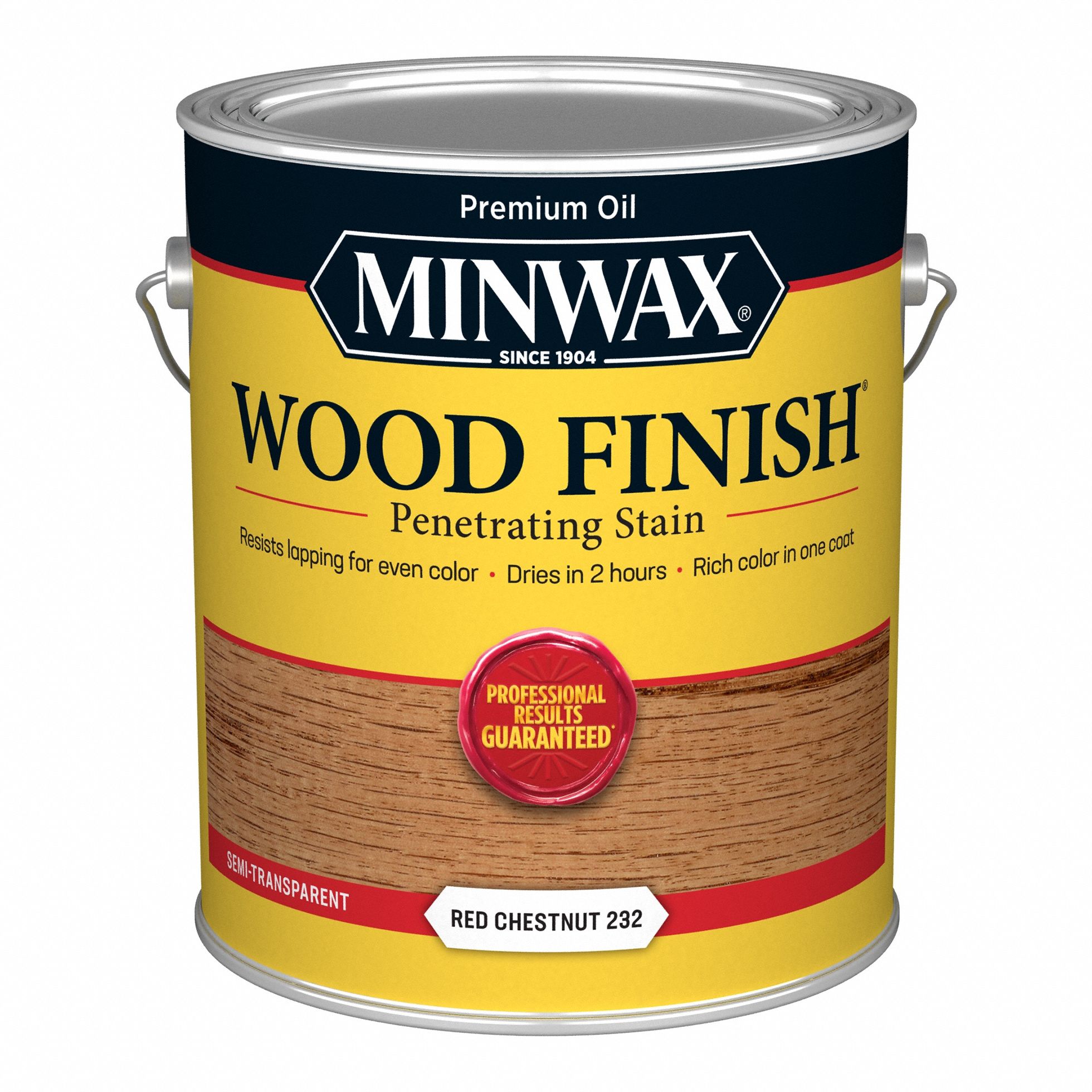 Wood Stain: Wood Stain, Interior, Oil, 1 gal Container Size, Wood, Red Chestnut, Wood Finish