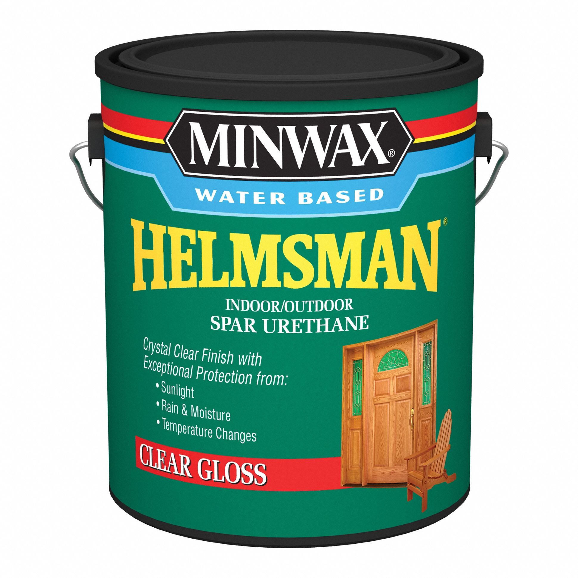 Finish: Varnish, Exterior/Interior, Water, 1 gal Container Size, Wood, Gloss, Clear, Clear