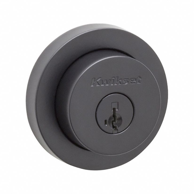 Single Cylinder Deadbolt: Cylindrical, 1 3/4 in Door Thick - Max, Black