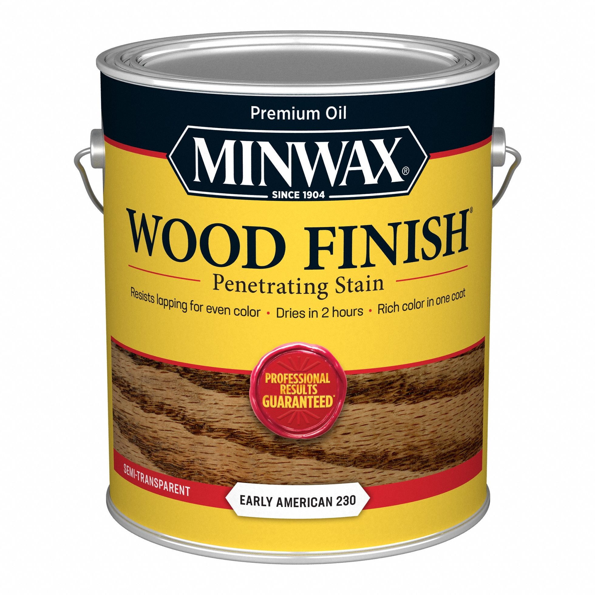 Wood Stain: Wood Stain, Interior, Oil, 1 gal Container Size, Wood, Early American, Minwax