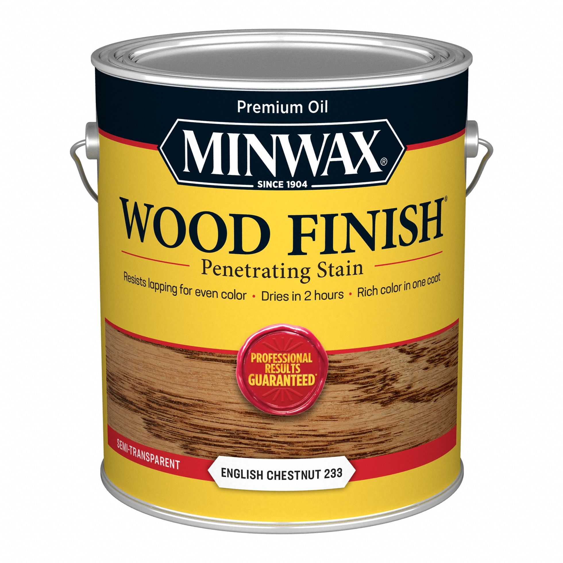 Wood Stain: Wood Stain, Interior, Oil, 1 gal Container Size, Wood, English Chestnut, Minwax
