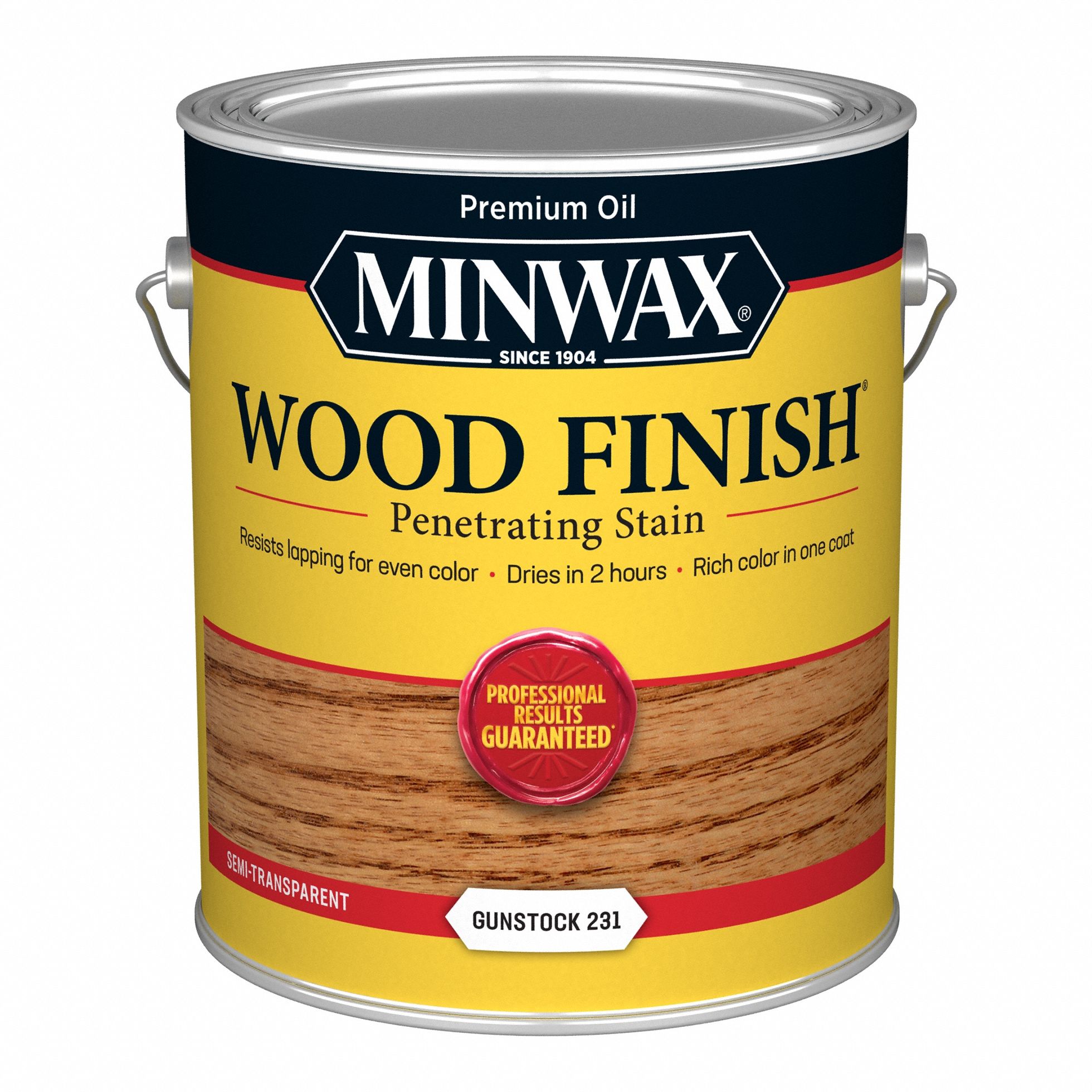 Wood Stain: Wood Stain, Interior, Oil, 1 gal Container Size, Wood, Gunstock, Semi-Transparent