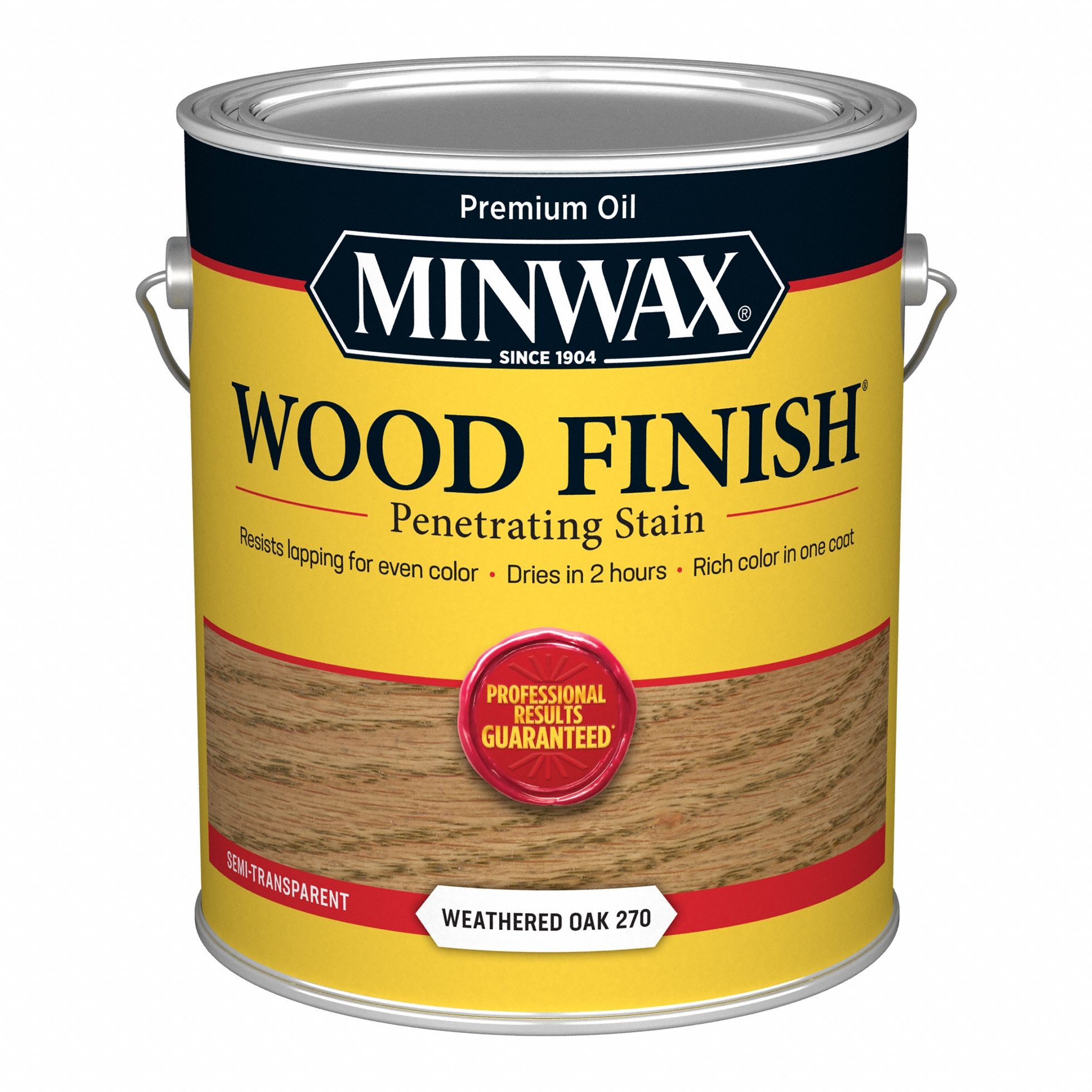 Wood Stain: Wood Stain, Interior, Oil, 1 gal Container Size, Wood, Weathered Oak, Minwax
