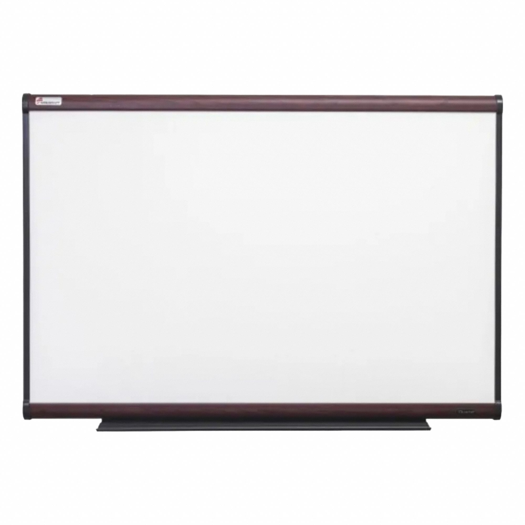 Dry Erase Board: Aluminum, Framed Style, Wood Laminate Frame, 24 in Overall Ht, White