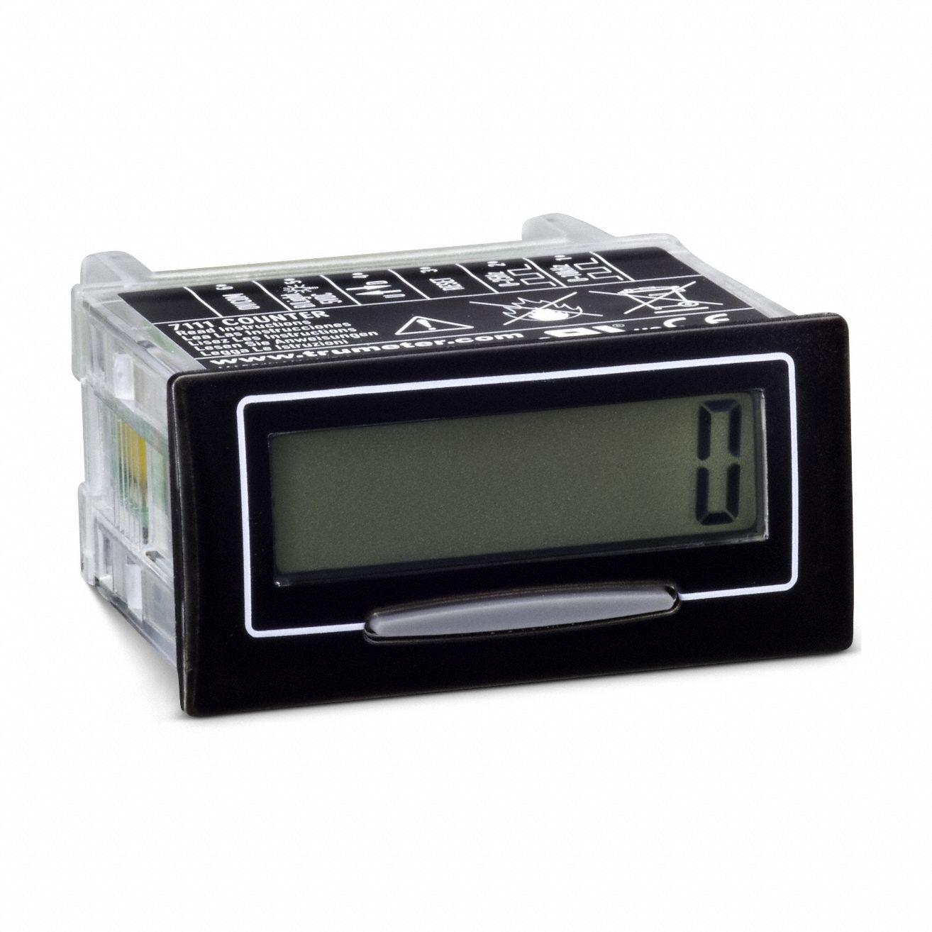 Electromechanical Counter: Totalizers, Front Panel Mounting, 1 in x 1 7/8 in, LCD, Black