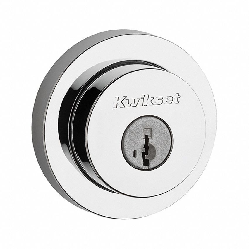 Double Cylinder Deadbolt: Cylindrical, 1 3/4 in Door Thick - Max, Chrome