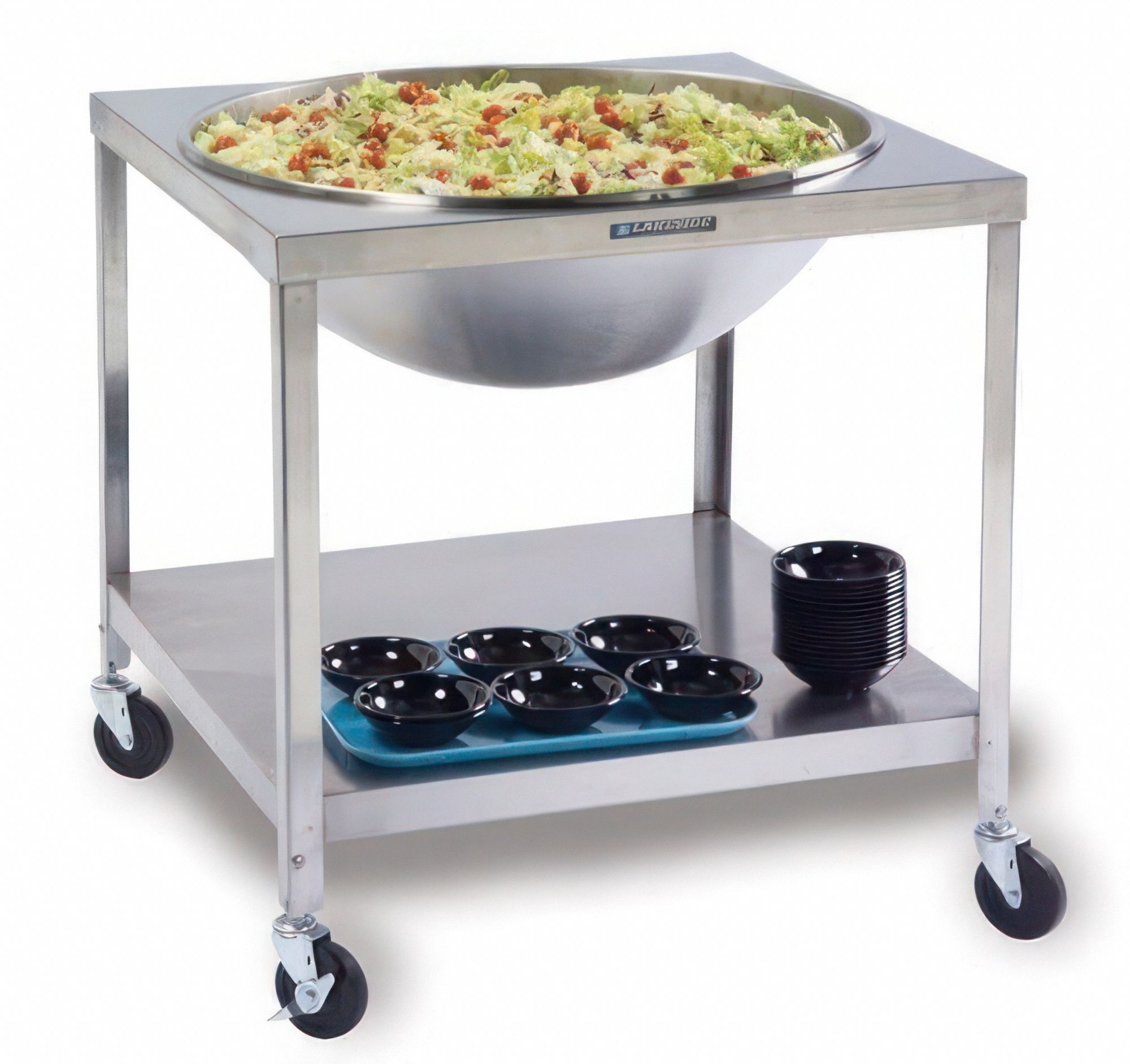 Mobile Bowl Stand: 33 in Overall Ht, Stainless Steel, NSF Certified