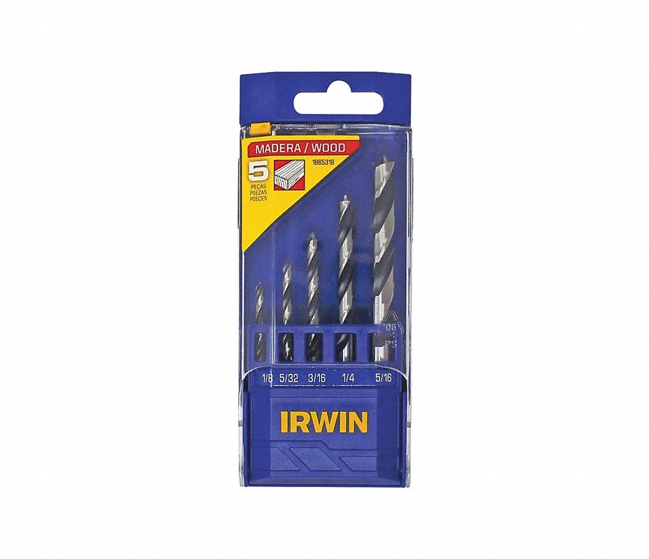 Juego de brocas de madera de punta de brida de 7 piezas: 1/8 in., 3/16 in.,  1/4 in., 5/16 in., 3/8 in., 7/16 in., 1/2 in.