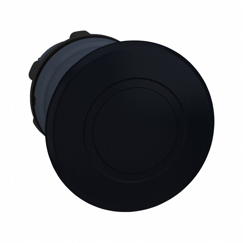 Mushroom Head Push Button: Black, 22 mm Mounting Size, Non-Metallic, Maintained