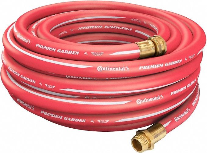 Garden Hose: EPDM, 5/8 in Inside Dia., 100 ft Lg, 5/8 in MGHT x 5/8 in FGHT, Red