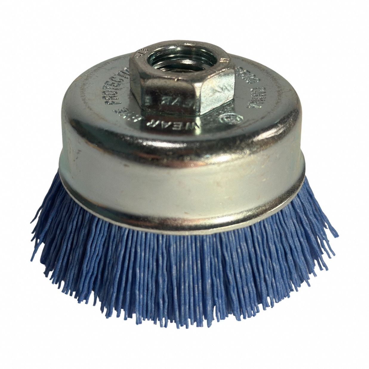 Fine Grit Angle Grinder Brush: Crimped Abrasive Nylon, 3 in Dia, 0.03 in Fill Dia