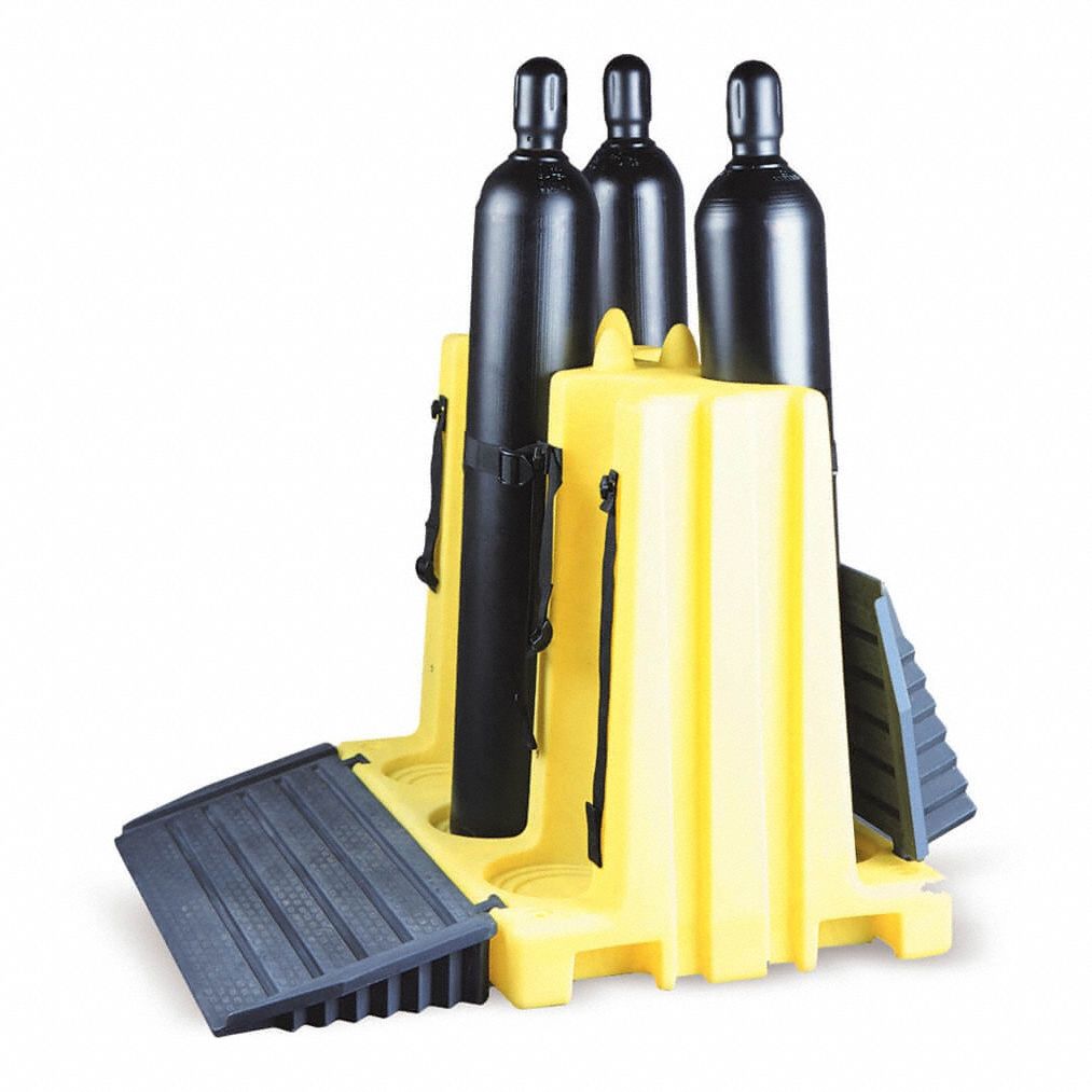 Cylinder Pallet: 6 Cylinders, 10 1/2 in Compatible Cylinder Dia, LLDPE, Casters Not Included