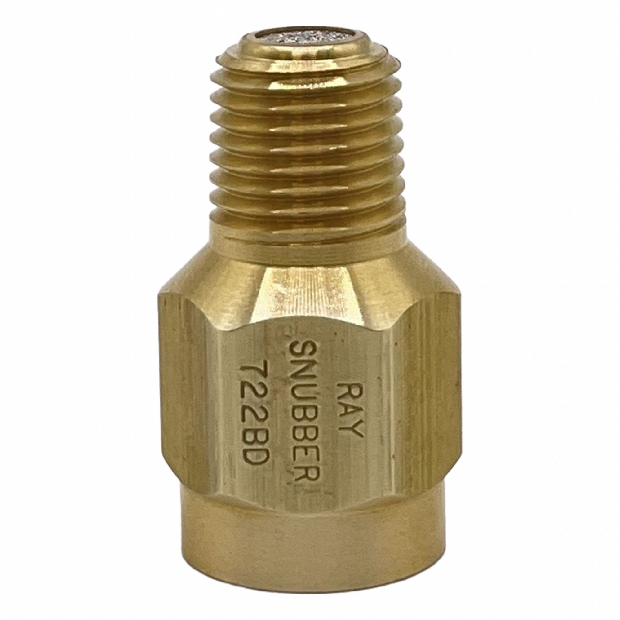 Pressure Gauge Snubber: Brass, Filter, Brass NPT, 5, 000 psi Max. Pressure, 0 Pistons, Oil