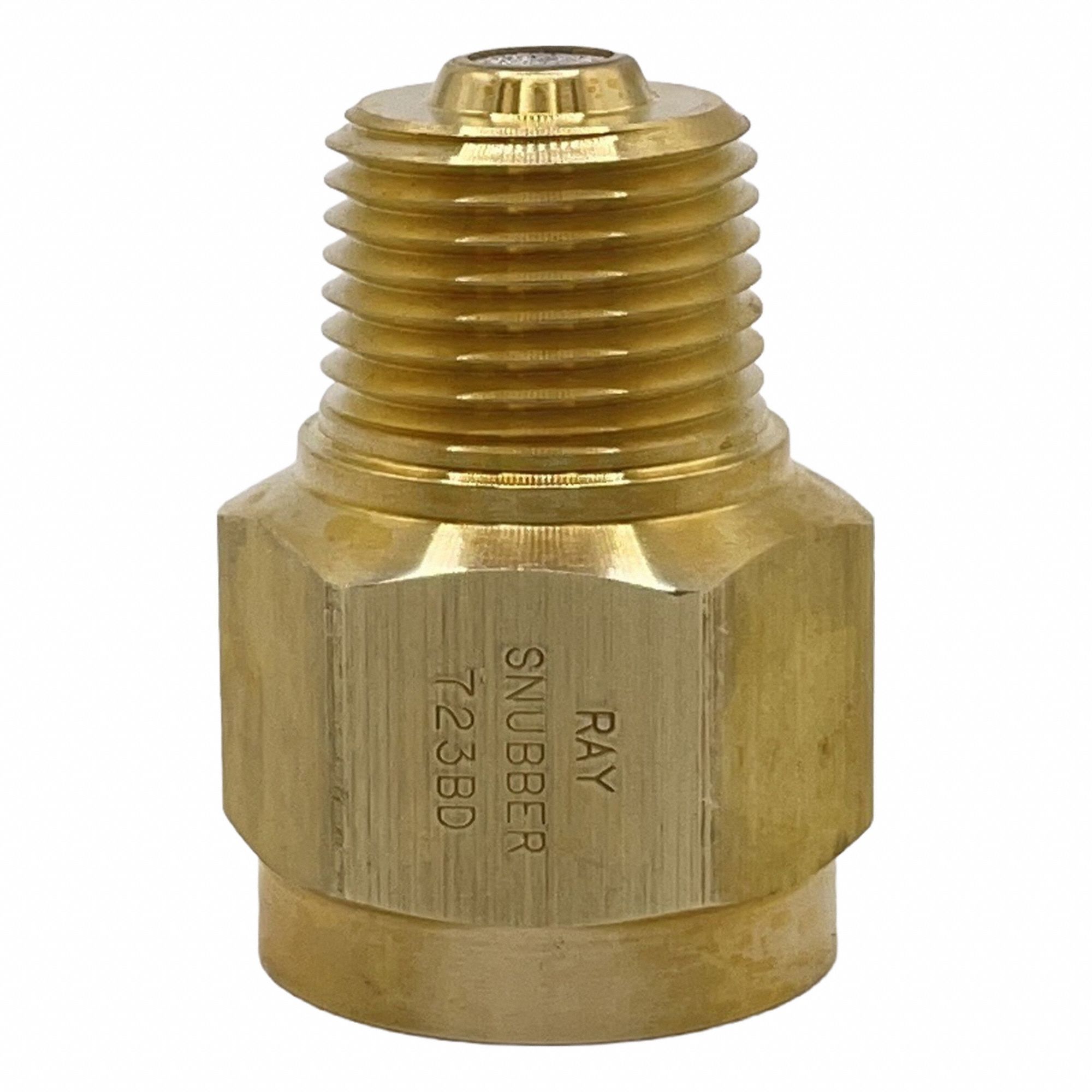 Pressure Gauge Snubber: Brass, Filter, Brass NPT, 5, 000 psi Max. Pressure, 0 Pistons, Oil