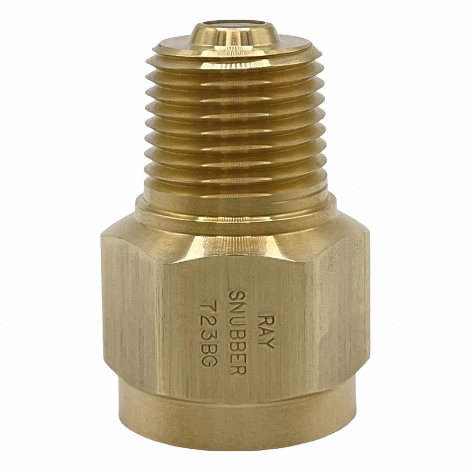 Pressure Gauge Snubber: Brass, Filter, Brass NPT, 5, 000 psi Max. Pressure, 0 Pistons, Air/Gases