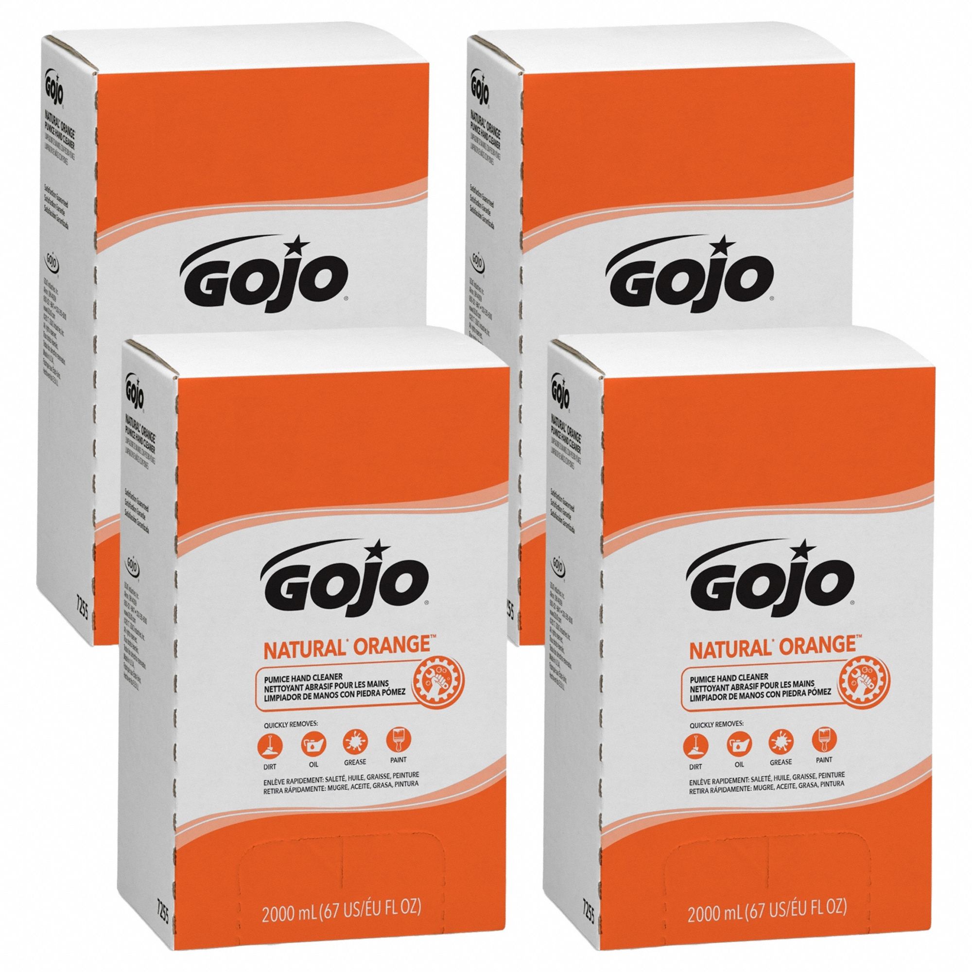 HAND CLEANER, NATURAL ORANGE SERIES, LIQUID, 2,000 ML, INCLUDES GRIT, CITRUS, 4 PK